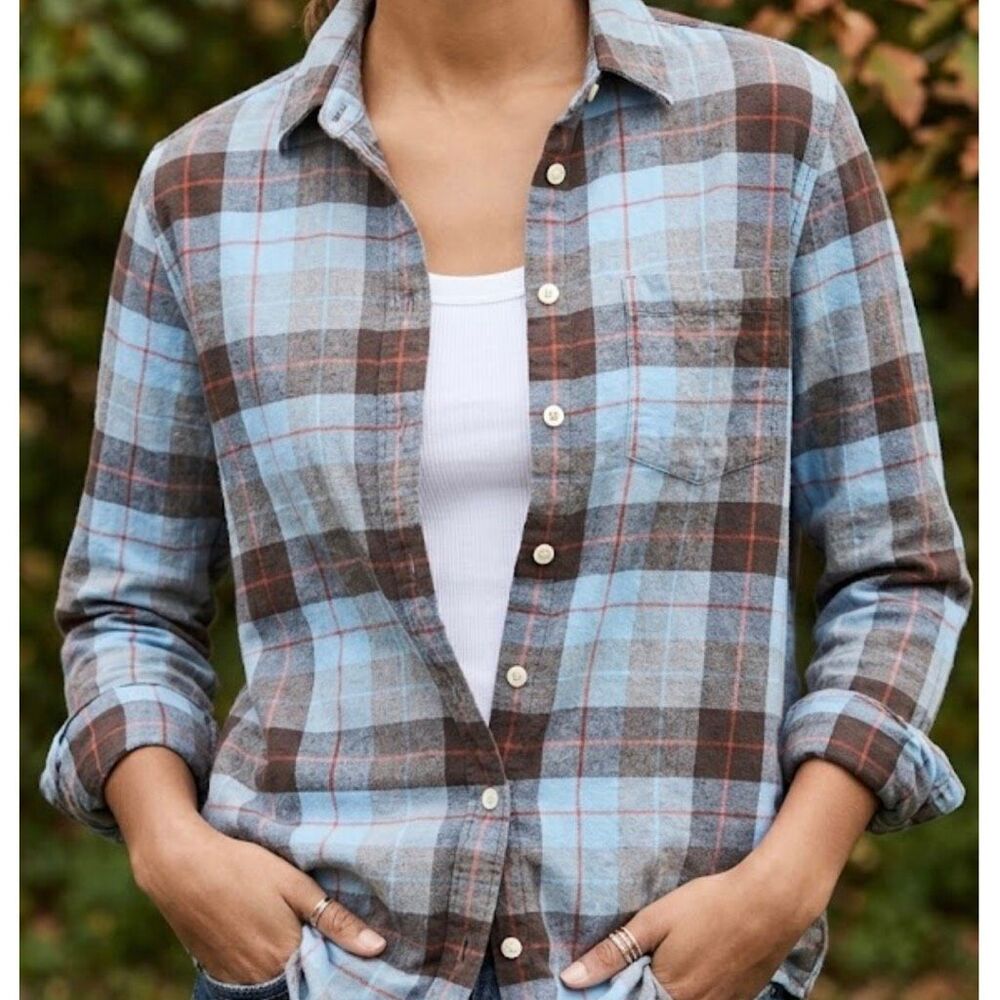 J crew blue button down flannel size small
